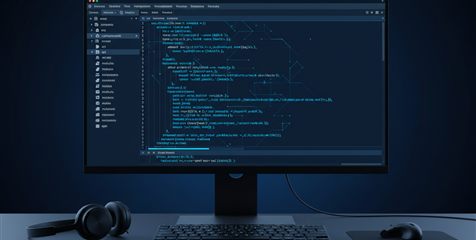 Monitor mostrando el código del sistema en desarrollo